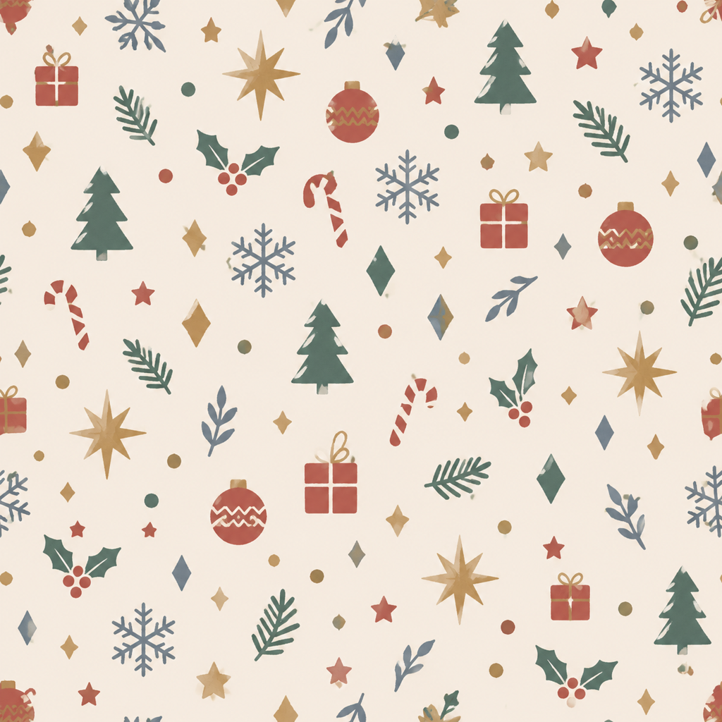 冬日节庆符号与抽象几何 花型图 1